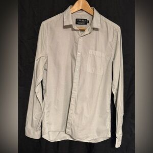 Topman Men's Black and White Button Down Shirt, Size M